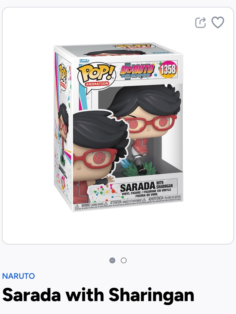 Funko Pop! Boruto Sarada with Red Glasses Vinyl Figure- 1358